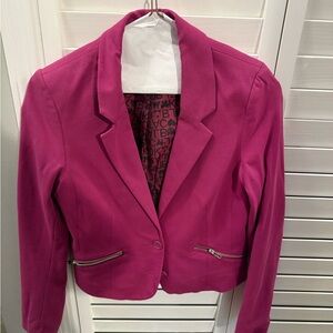 H&M Fuchsia Blazer with Zipper Accents